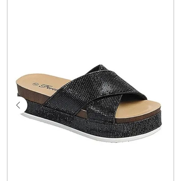 Jolly rhinestone platform in black spring summer sparkle casual classic sandal - Picture 1 of 1